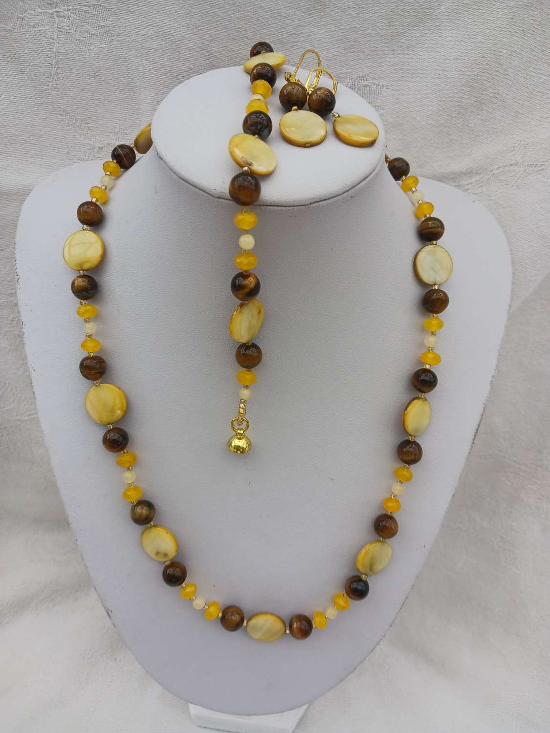 Yellow Shell and Tigers Eye Set Yellow Shell and Tigers Eye Set