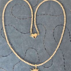 Ruby in Kyanite, pearl, spinel and silver necklace