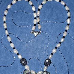 Ruby in Kyanite, pearl, spinel and silver necklace
