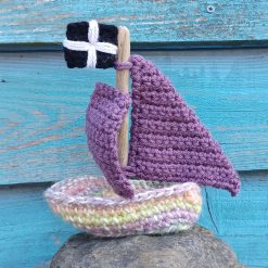Wonky Crochet and Driftwood Boat Sea Ooak Handmade Home Decor Gifts Accessories