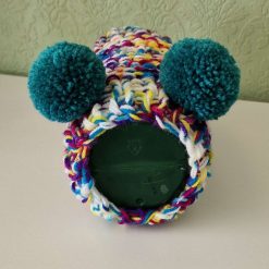 Hand Knitted Multicoloured Pom pom Snood neck 10" to 12"