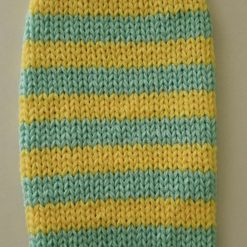 15" Hand Knitted Striped Dog Jumper Mint Green and buttercup Yellow
