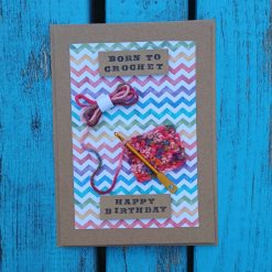 Handmade Born to Crochet Birthday Card Wool Yarn Gift Blank Card With Envelope