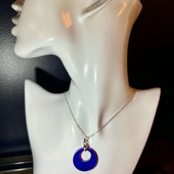 Handmade Purple Resin Pendant Necklace – Silver Tone Chain