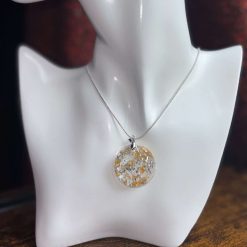 Handmade Gold & Silver Leaf Resin Pendant Necklace