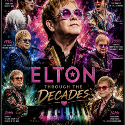 Elton John Through the Decades | Music Legend Wall Art | Piano Icon Print | Colourful Music Poster | Gift for Music Lovers | Digital Download