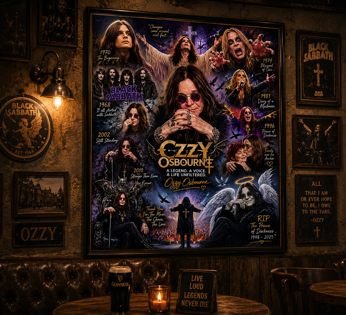 Ozzy Osbourne Inspired Tribute Print | Prince of Darkness Wall Art | Rock Legend Memorial Poster | Pub & Music Room Decor Ozzy Osbourne Inspired Tribute Print | Prince of Darkness Wall Art | Rock Legend Memorial Poster | Pub & Music Room Decor