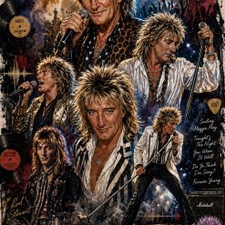 Rod Stewart Through the Decades Print | Rock Legend Wall Art | Music Icon Poster | Vintage Style Rock Print | A4 Digital Download