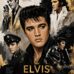 Elvis Presley Inspired Through The Decades Oil Painting Print | Rock ’n’ Roll King Wall Art | Vintage Music Legend Poster
