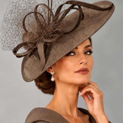 A Elegance statement veil trim hattinator in coffee
