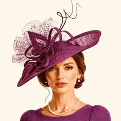 A Elegance statement veil trim hattinator in grape