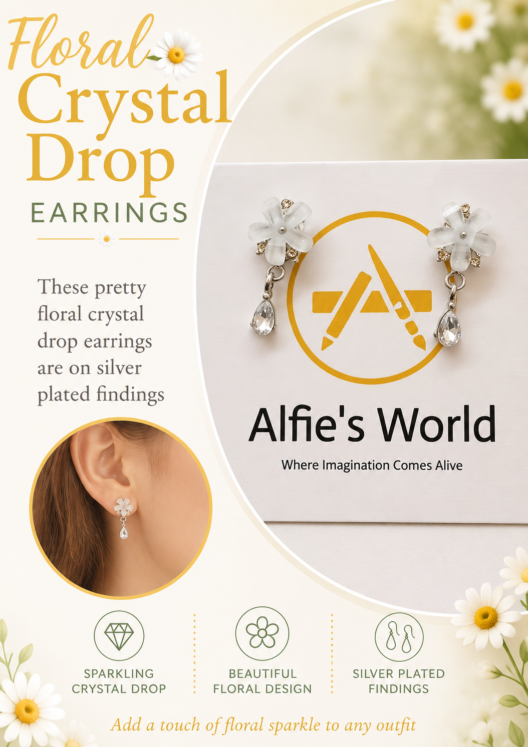 Floral Crystal Drop Earrings Floral Crystal Drop Earrings