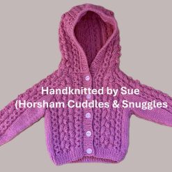 Hand-knitted baby hoodie - aged approx 3-6 months