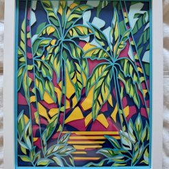 Tropical Palm Sunset – 3D Layered Art 🌴🌅 Bright & Exotic