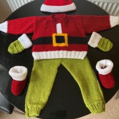 Knitted Green Santa set