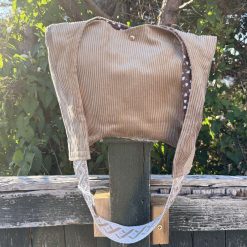 Handmade Tan corduroy shoulder bag