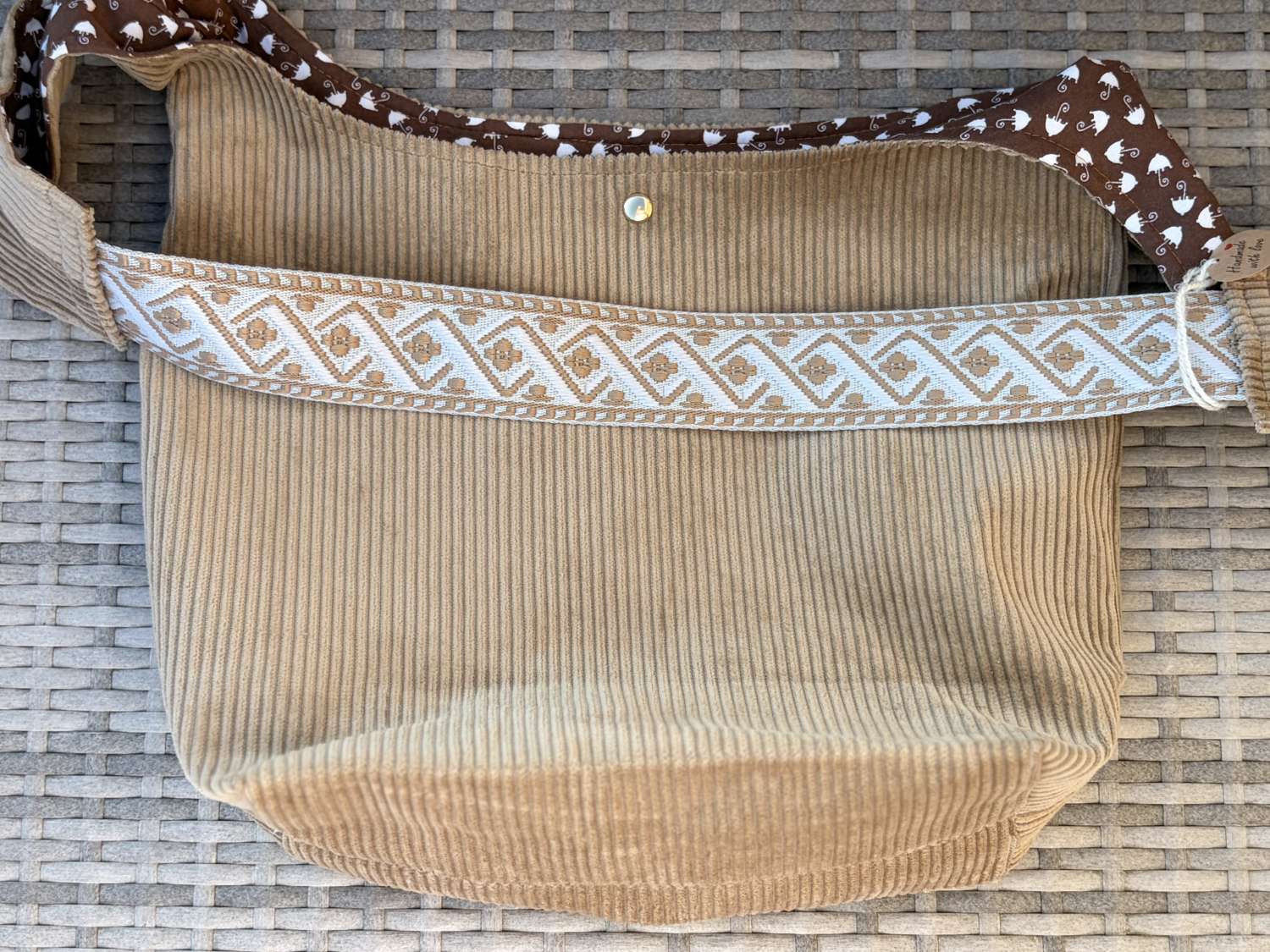 Handmade Tan corduroy shoulder bag Handmade Tan corduroy shoulder bag