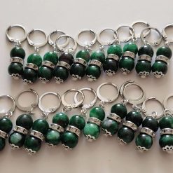 20 green agate stitch markers