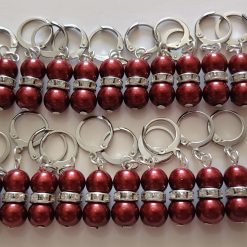 20 deep red stitch markers