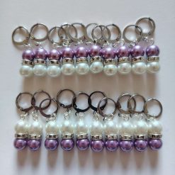 Set of 20 lilac/white stitch markers