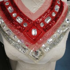 Exquisite V shaped Jewel diamond Necktrim, Bling Collar Applique, Clear Stone Trim