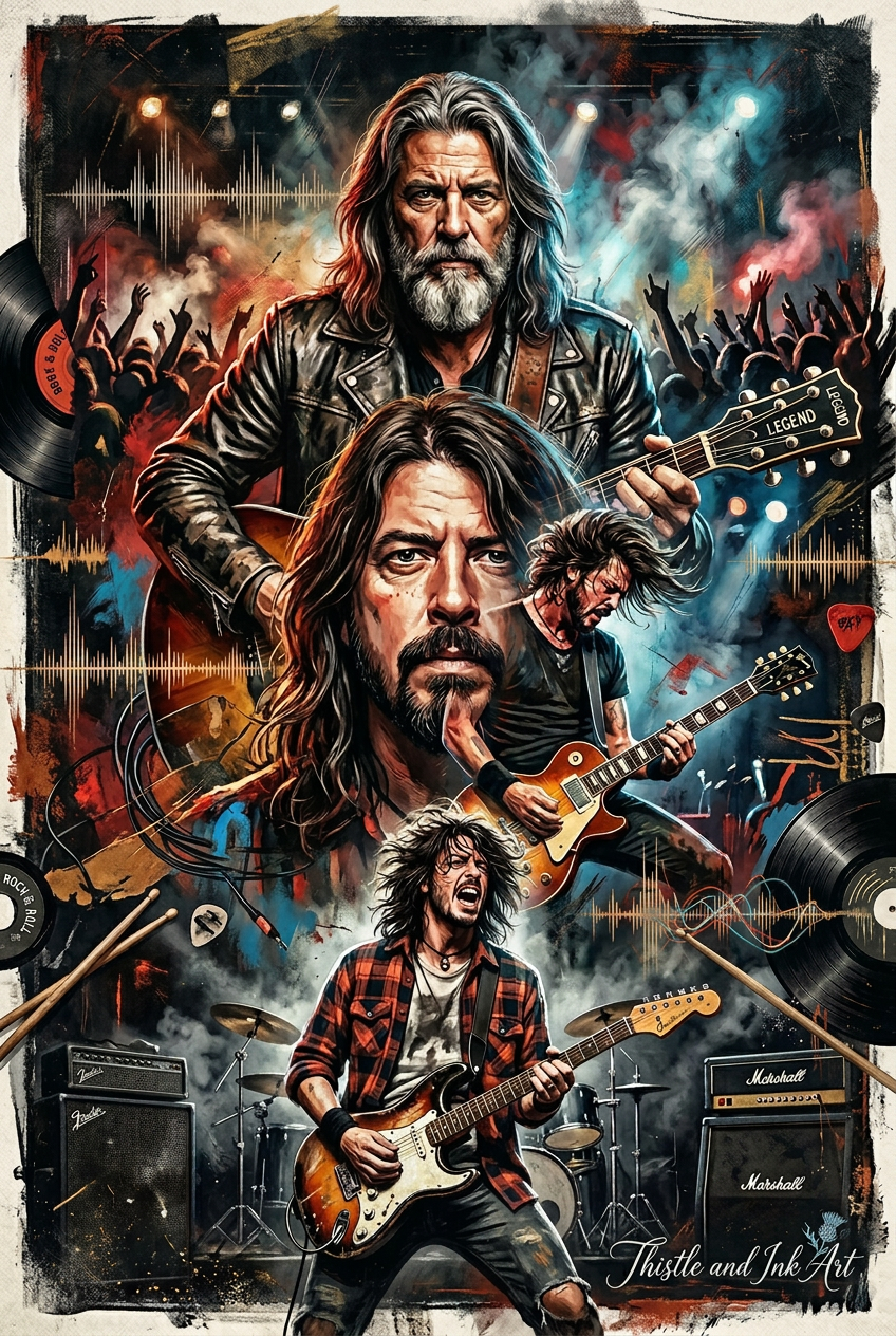 Dave Grohl Through the Decades Rock Inspired Printable Wall Art Dave Grohl Through the Decades Rock Inspired Printable Wall Art