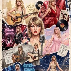Pop Music Through The Years Print, Blonde Singer Inspired Wall Art, Song Title Collage, Swiftie Style Printable Poster, A4 Digital Download