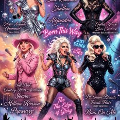 Born This Way Music Icon Digital Wall Art From Poker Face to Shallow Inspired Print