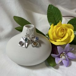 Multi Gemstone Sterling Silver Drop Earrings