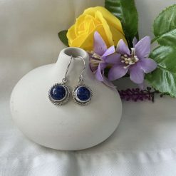 Lapis Lazuli Gemstone Drop Earrings Sterling Silver