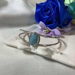Sterling Silver Blue Stone Cuff Bangle
