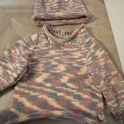 Baby jumper and beanie set in browns/oranges 6-9 months