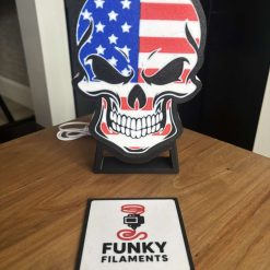 USA Skull Inspired 3D Printed LED Light Box | USB Powered American Style Night Light | Garage & Man Cave Décor