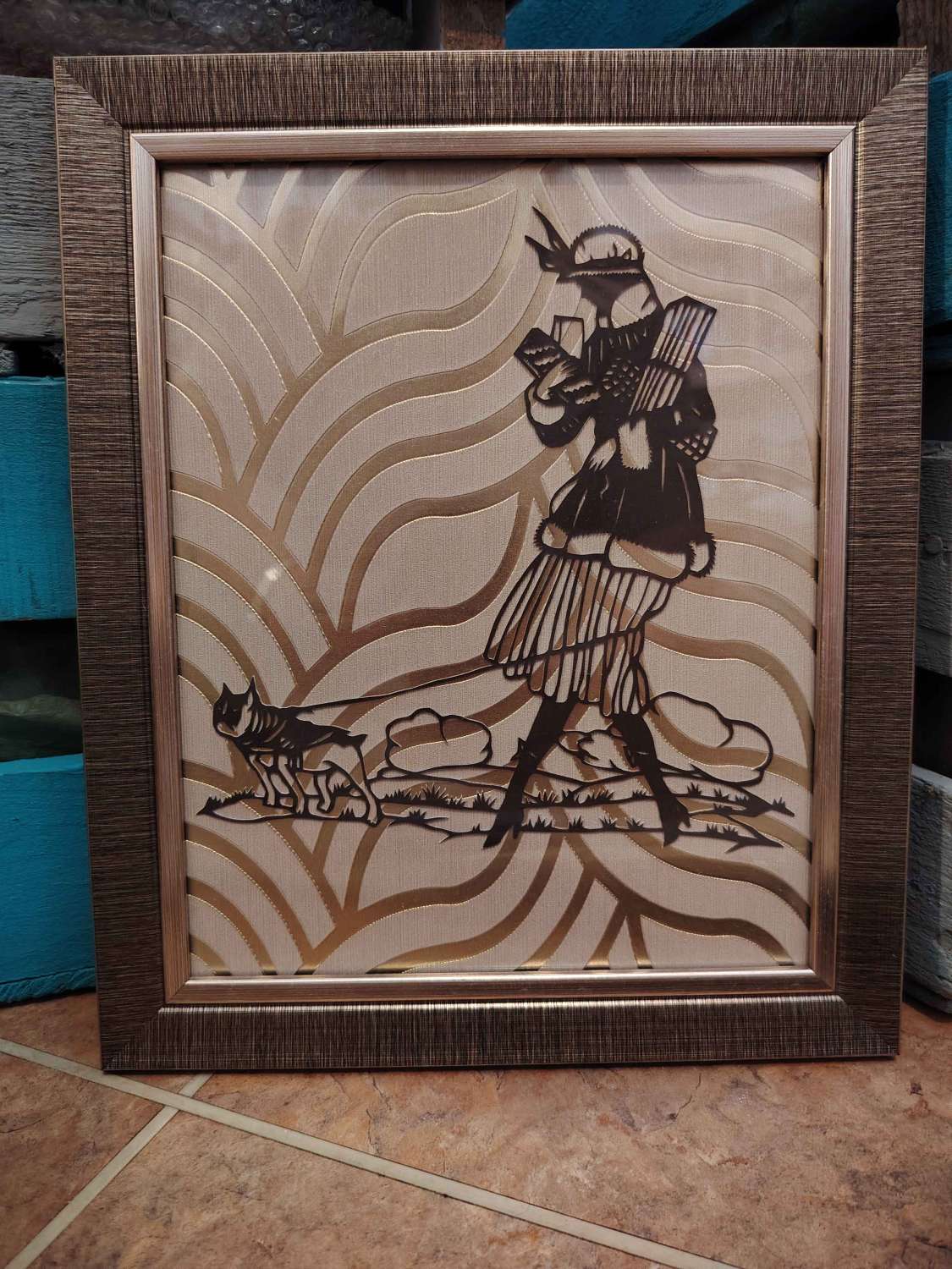 Lady with Dog Papercutting Lady with Dog Papercutting