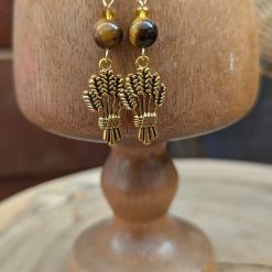 Wheat earrings - Gold tone Tigers Eye