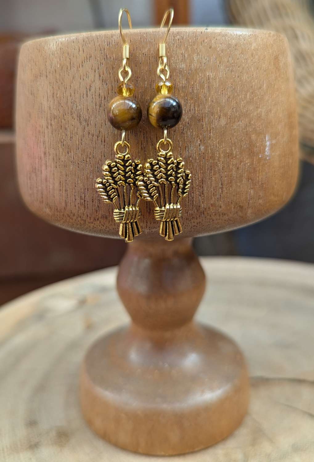 Wheat earrings - Gold tone Tigers Eye Wheat earrings - Gold tone Tigers Eye