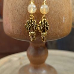 Wheat earrings - Gold tone Citrine