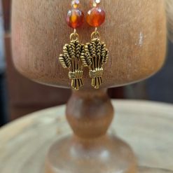 Wheat earrings - gold tone Agate