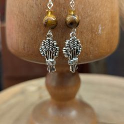 Wheat earrings - Silver tone Tigers Eye