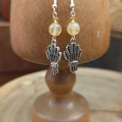 Wheat earrings - Silver tone Citrine