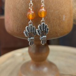 Wheat earrings - silver tone Agate