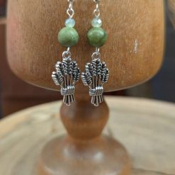 Wheat earrings - silver tone Chinese Jade