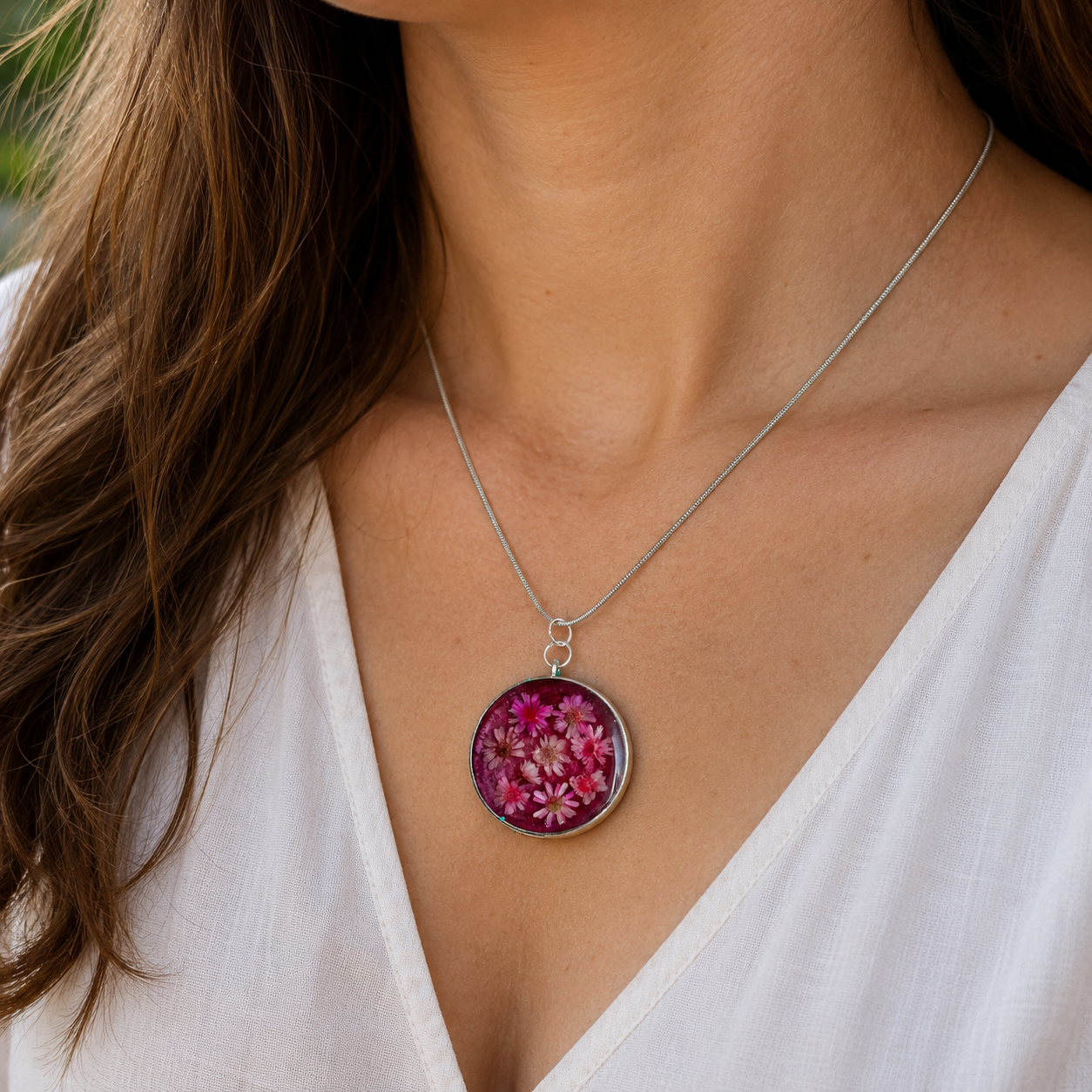 Pendant - Floral Mica - Maroon Pendant - Floral Mica - Maroon