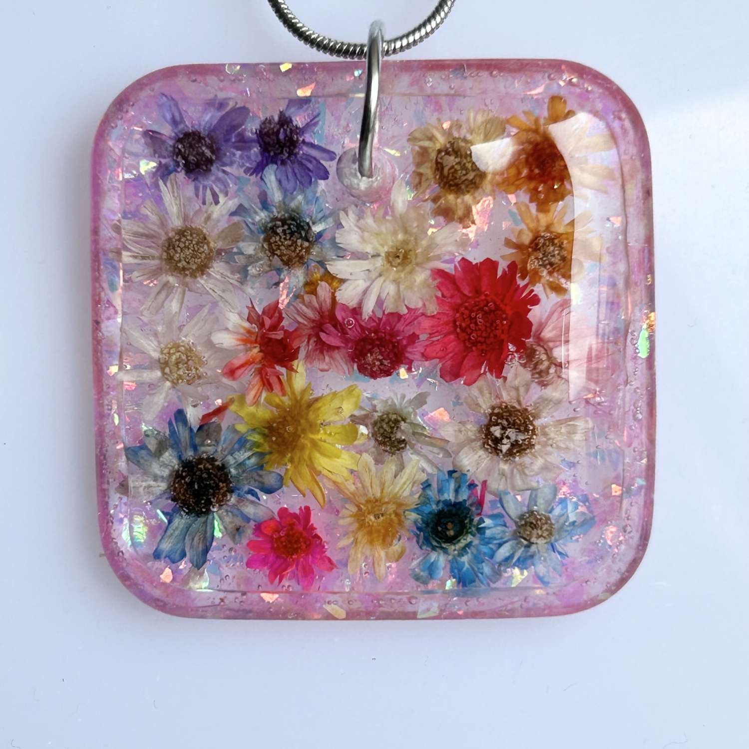 Pendant - Real Flower multi - Square Pendant - Real Flower multi - Square