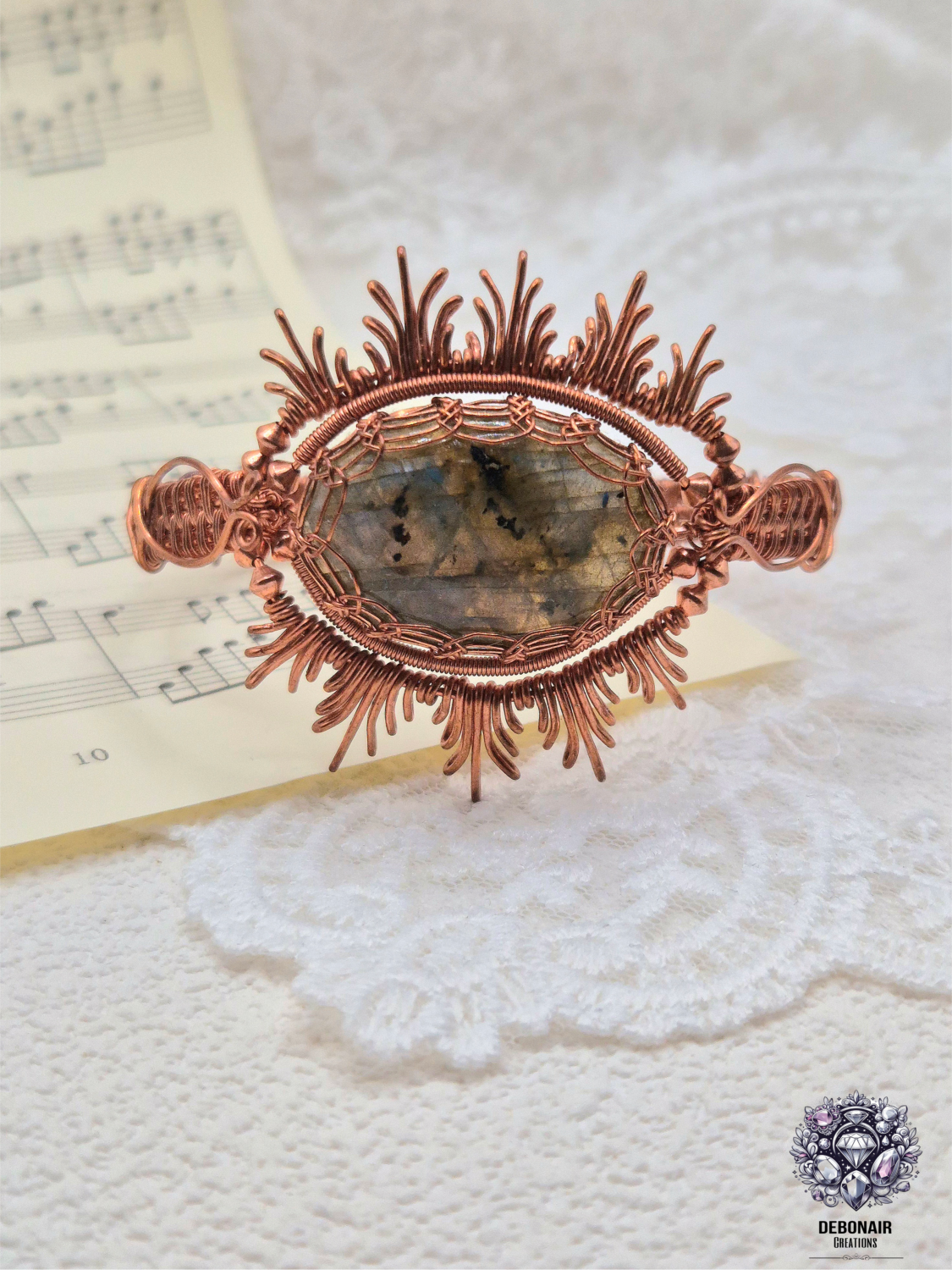 Labradorite Bare Copper Wirework Bracelet Labradorite Bare Copper Wirework Bracelet