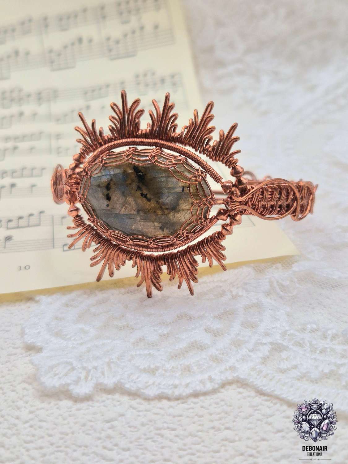 Labradorite Bare Copper Wirework Bracelet Labradorite Bare Copper Wirework Bracelet