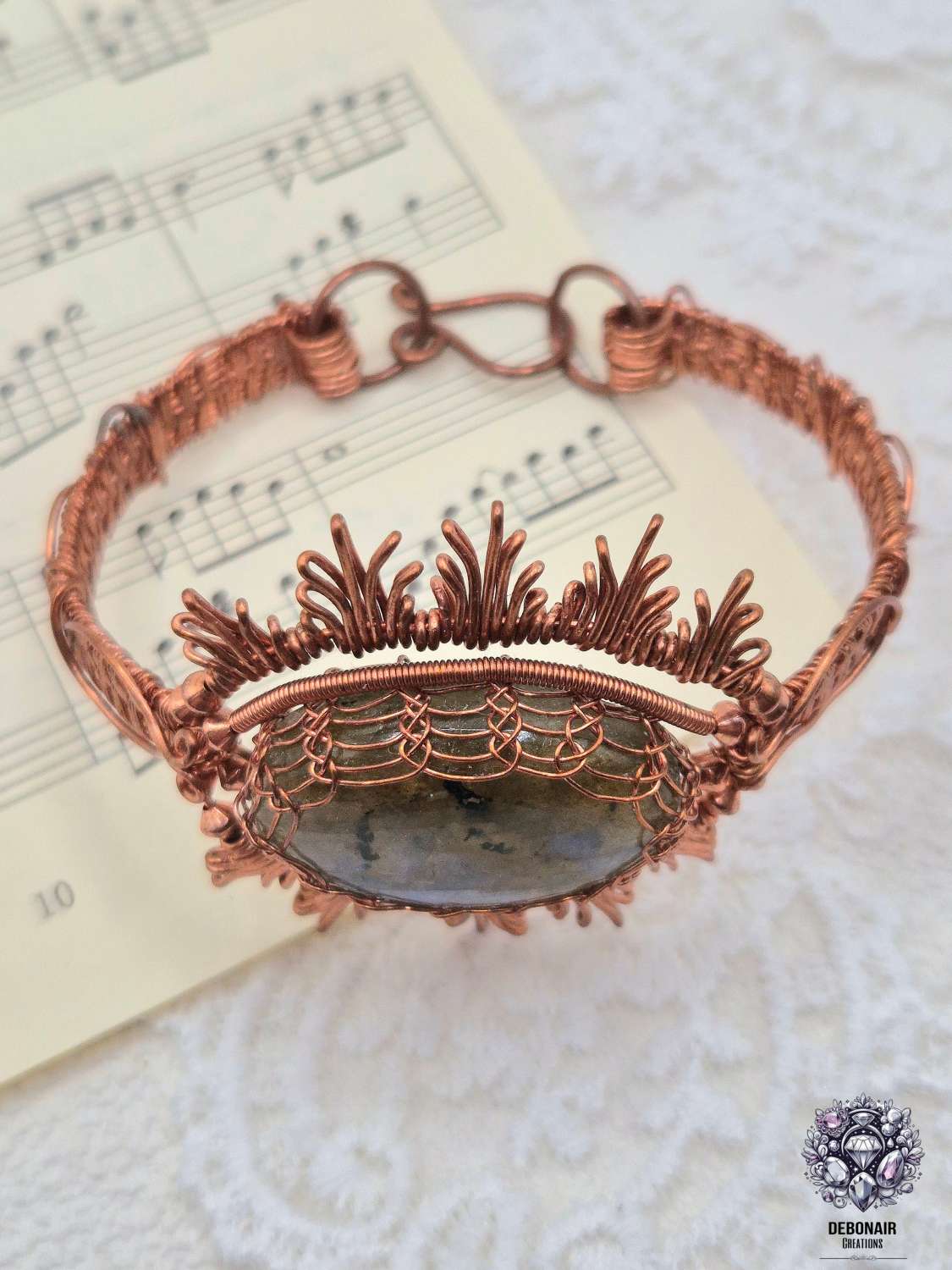 Labradorite Bare Copper Wirework Bracelet Labradorite Bare Copper Wirework Bracelet