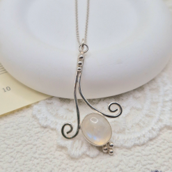 Pendant Only - Rainbow Moonstone Sterling Silver Pendant