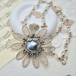 Floral Gemstone Wirework Necklace