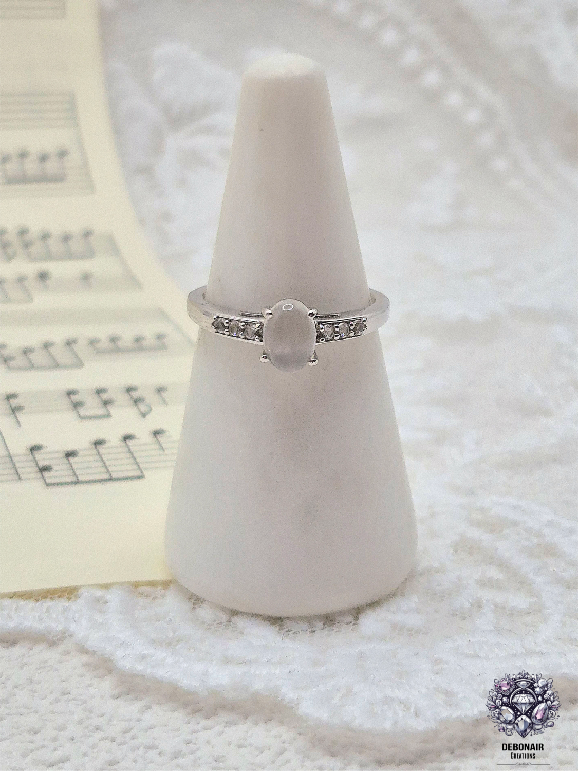 Size N 1/2 - Rare - Branca White Onyx And White Topaz Sterling Silver Ring Size N 1/2 - Rare - Branca White Onyx And White Topaz Sterling Silver Ring